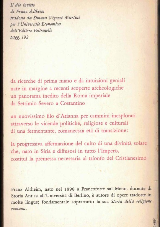 Il dio invitto. Cristianesimo e culti solari.