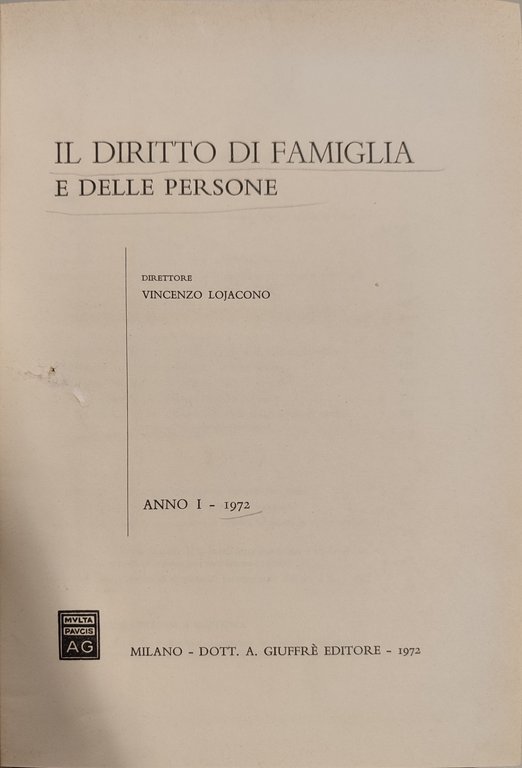 Il diritto di famiglia e delle persone. Anno I- 1972