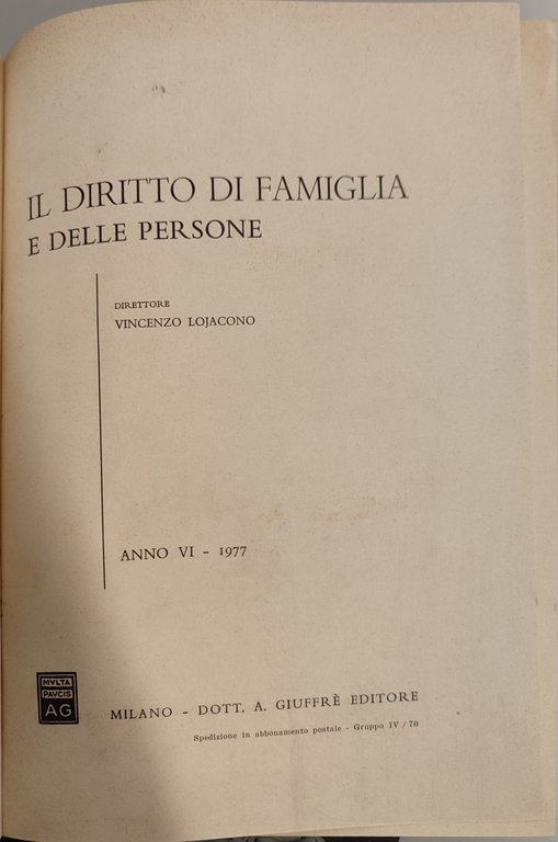 Il diritto di famiglia e delle persone VI-1977