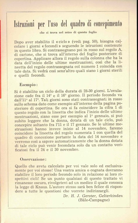 Il problema della concezione. La legge di knaus.