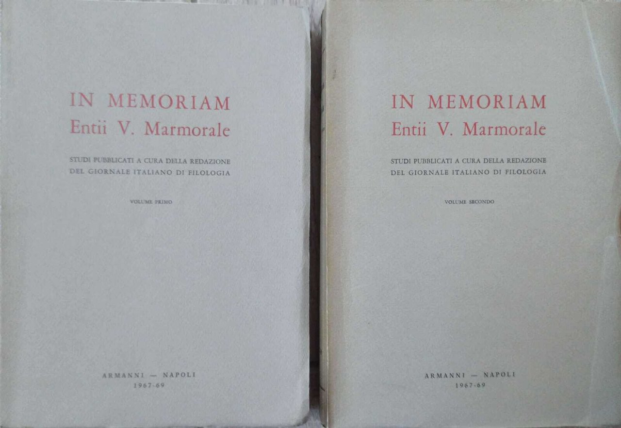 IN MEMORIAM Entii V. Marmorale - Due volumi | Immagine principale