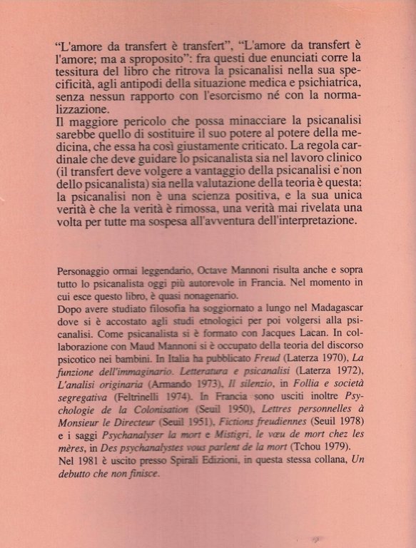 L AMORE DA TRANSFERT