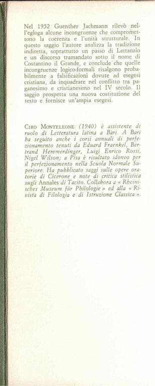 L'egloga quarta da Virgilio a Costantino critica