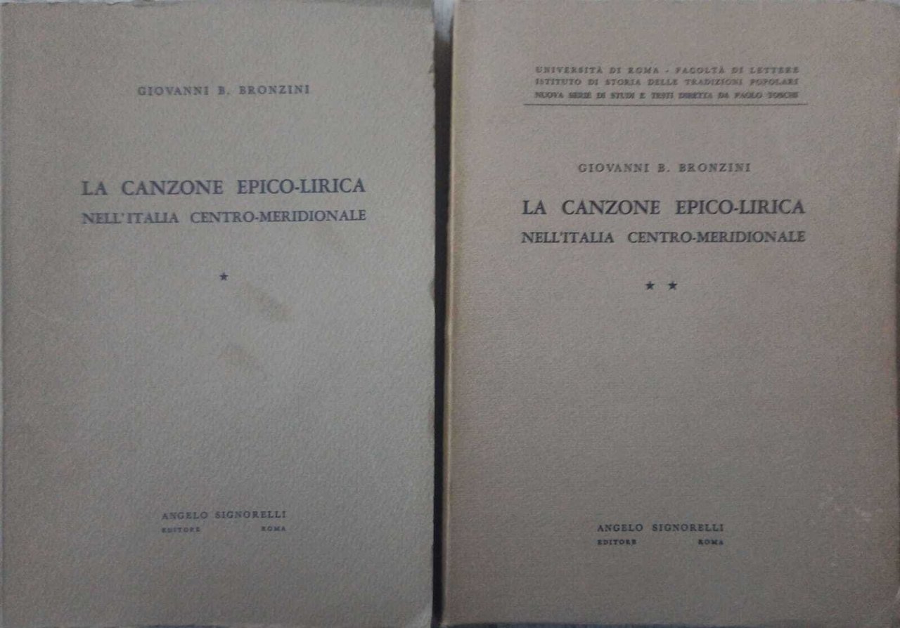 La canzone epico-lirica nell'Italia centro-meridionale 2 volumi | Immagine principale