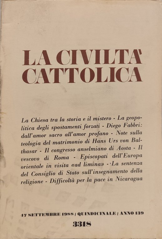 La civiltà Cattolica Anno 139. Annata completa 1988 n fascicoli …