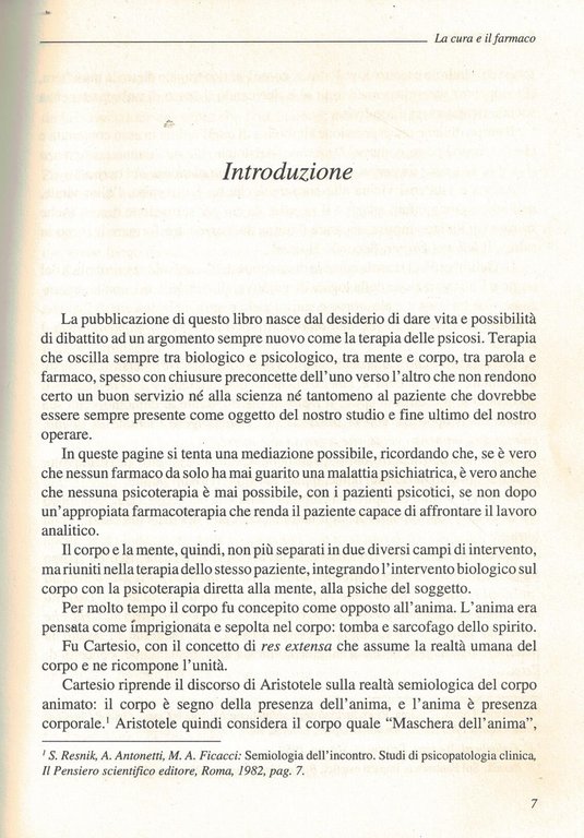 La cura e il farmacoEdizioni Univ. Romane. Medicazioni psicologiche e …