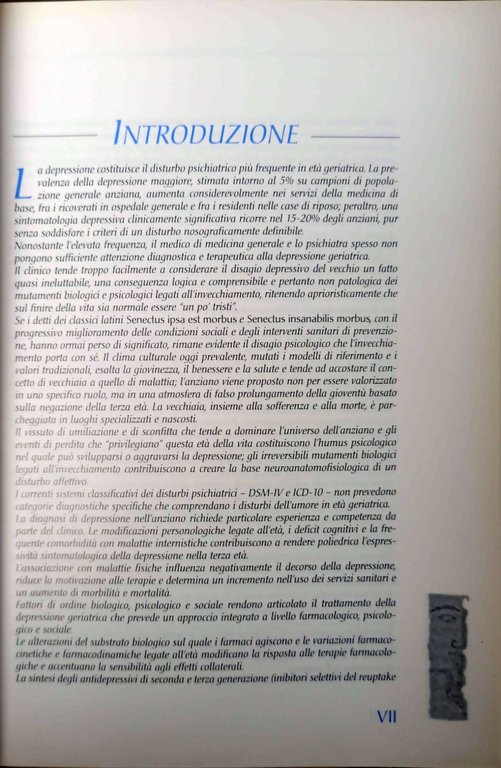 La depressione nell'anziano. Clinica e terapia