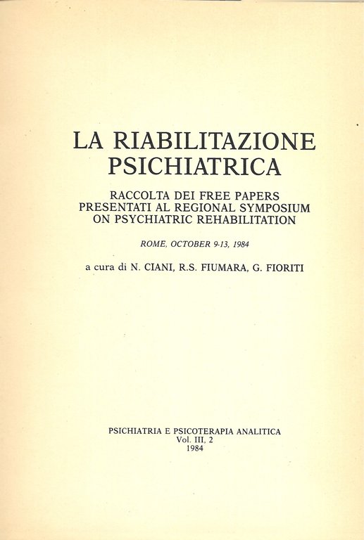 LA RIABILITAZIONE PSICHIATRICA