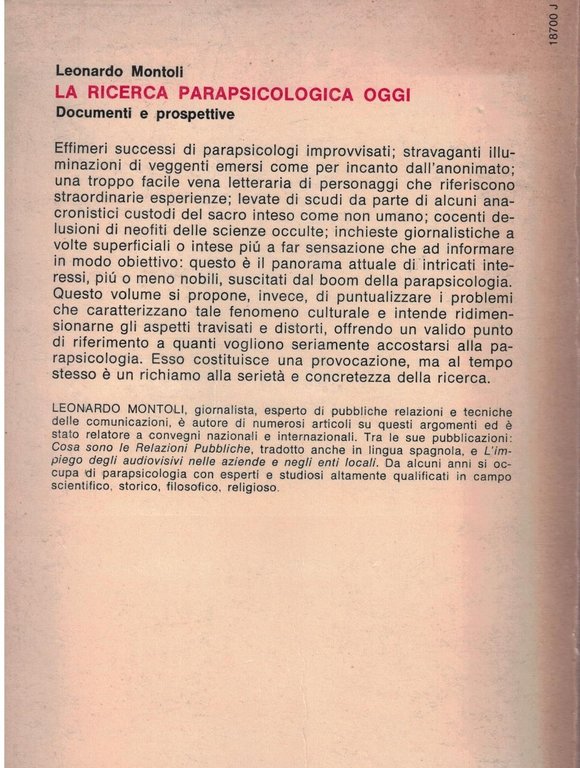 La ricerca parapsicologica oggi documenti e prospettive