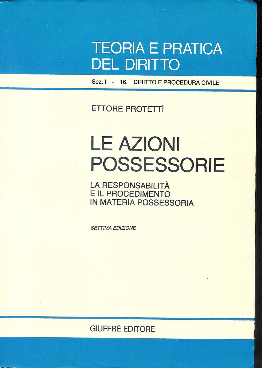 Le azioni possessorie : la responsabilità e il procedimento in …