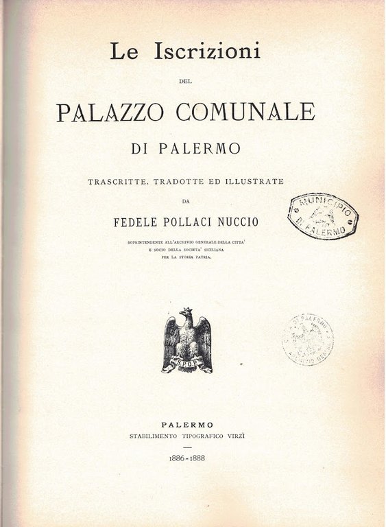 LE ISCRIZIONI DEL PALAZZO COMUNALE DI PALERMO