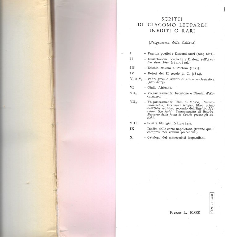 LEOPARDI - Scritti filologici -