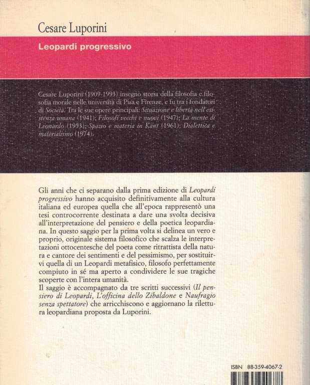 Leopardi progressivo. Il pensiero di Leopardi. L'officina dello Zibaldone. Naufragio …