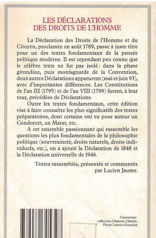 Les Déclarations des droits de l'homme: Du Débat 1789-1793 au …