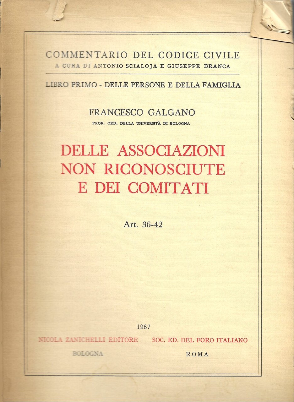 LIBRO PRIMO, DELLE PERSONE E DELLA FAMIGLIA - DELLE ASSOCIAZIONI …