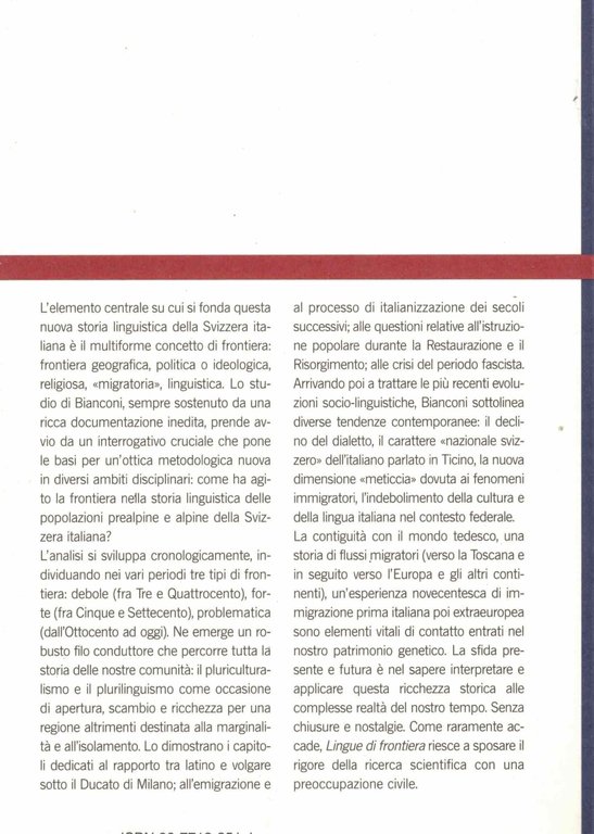Lingue di frontiera. Una storia linguistica della Svizzera italiana dal …