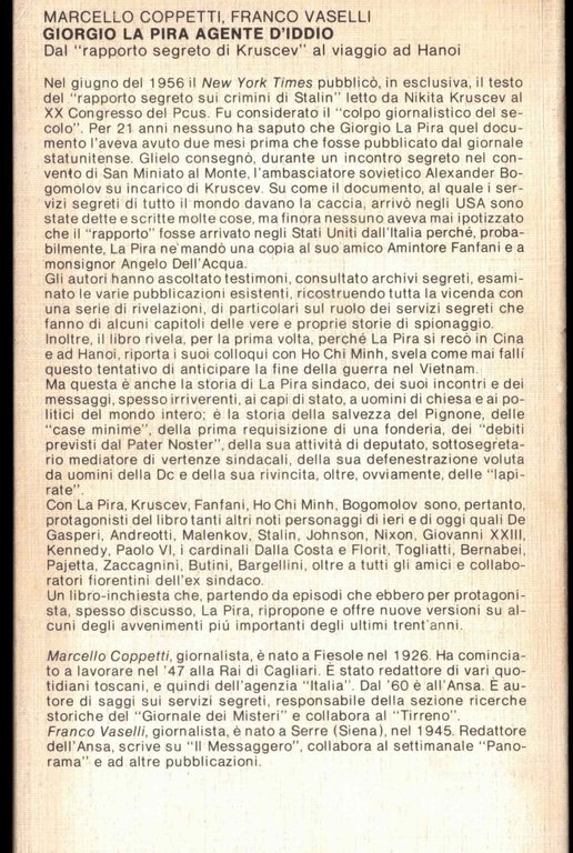 M. Coppetti-F. Vaselli - Giorgio La Pira, agente d'Iddio. Feltrinelli … | Immagine Gallery 2