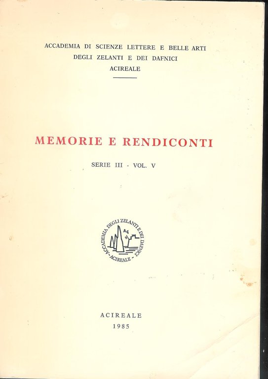 Memorie e rendiconti Serie III - Vol. V