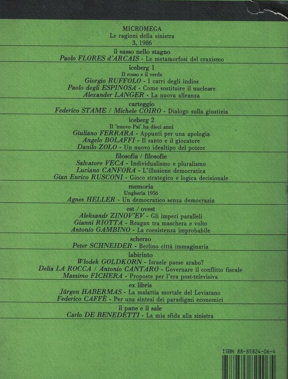 MicroMega : le ragioni della sinistra, 3/1986