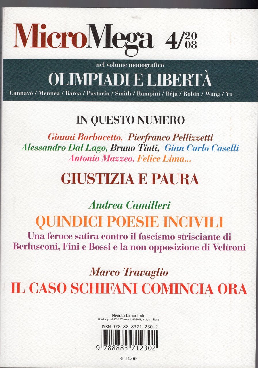 Micromega (Vol. 4) /2008 Olimpiade e libertà