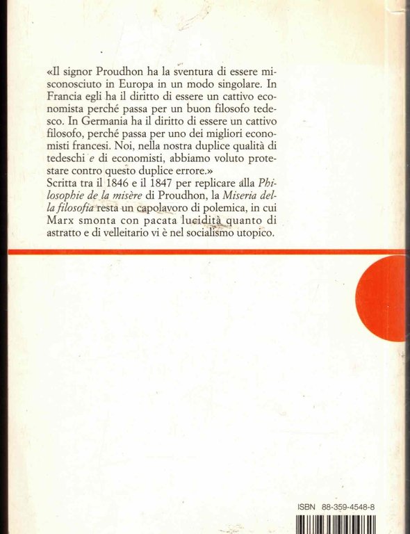 Miseria della filosofia. Risposta alla «Filosofia della miseria» del signor …