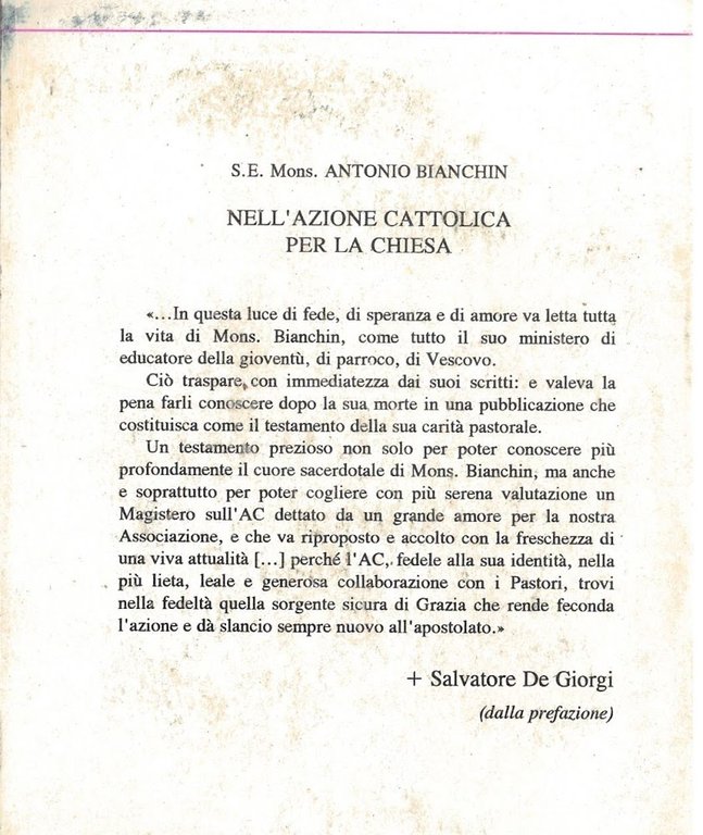 NELL'AZIONE CATTOLICA PER LA CHIESA