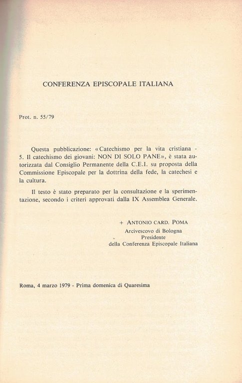 NON DI SOLO PANE. Il catechismo dei giovani.
