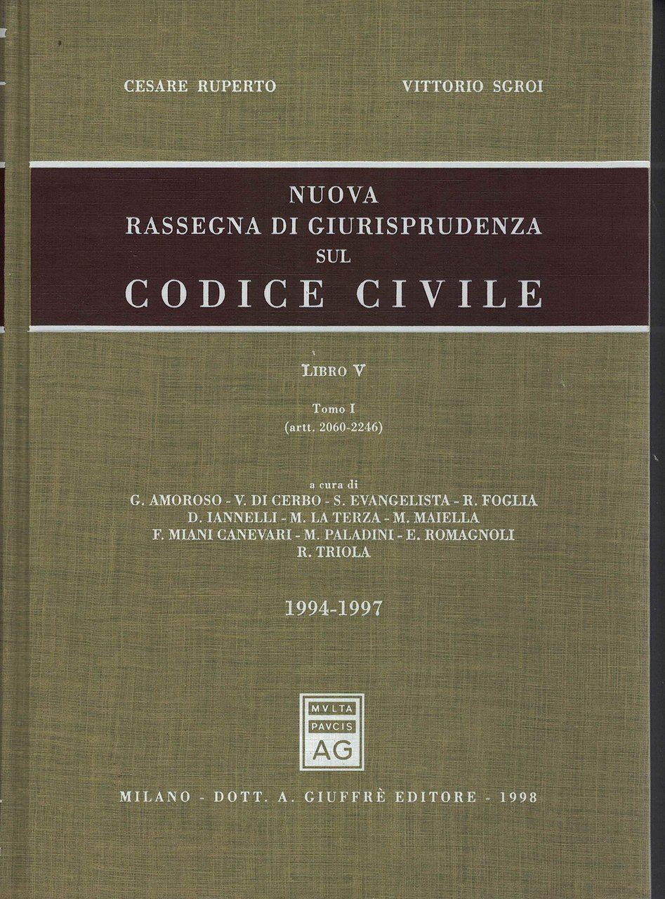 Nuova rassegna di giurisprudenza sul Codice civile. Aggiornamento 1994-1997 (Artt. … | Immagine principale
