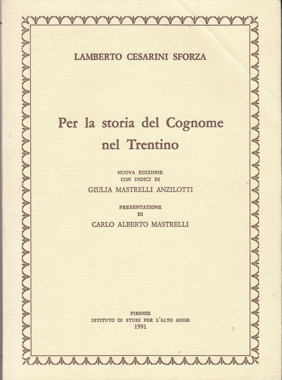 Per la storia del cognome nel Trentino
