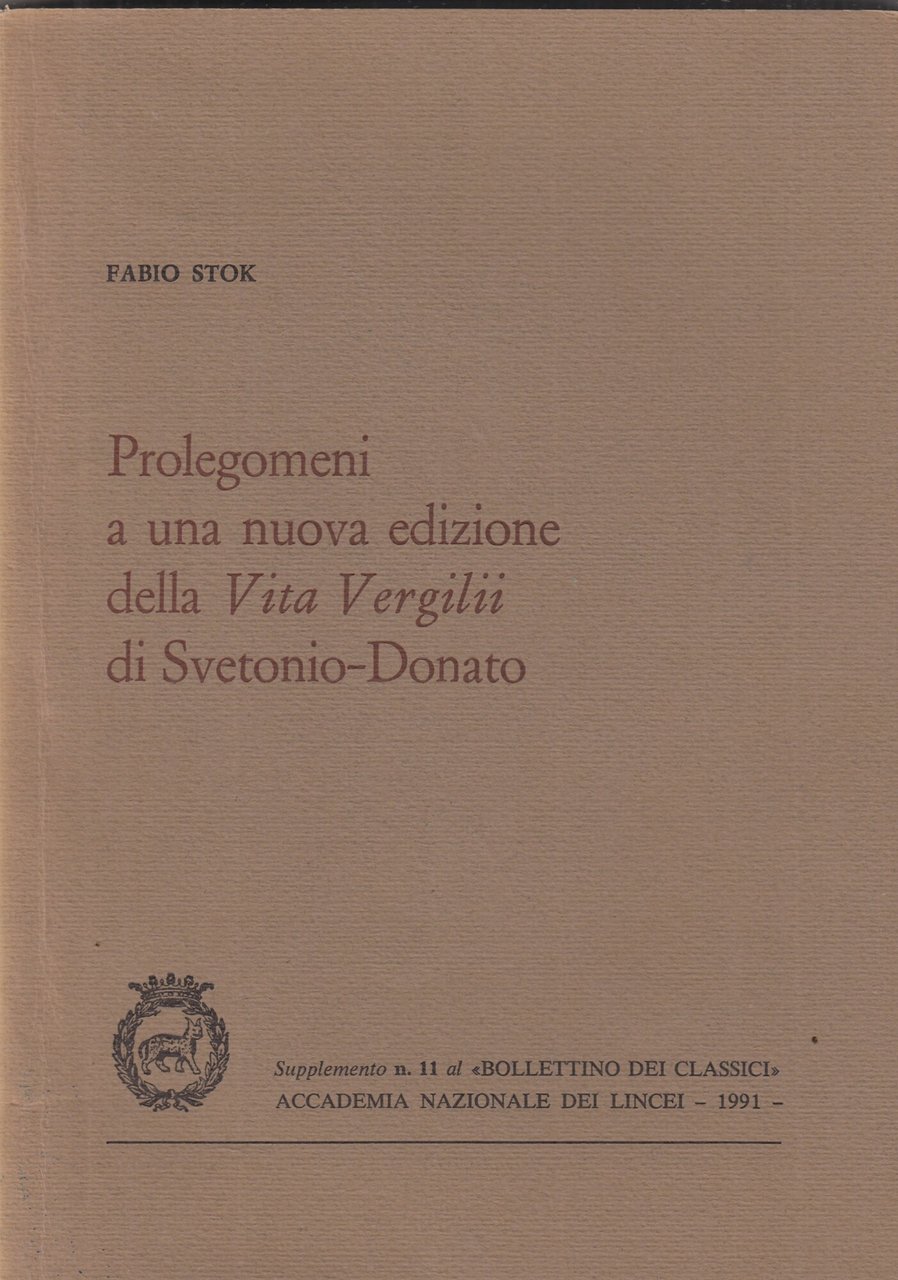 Prolegomeni a una nuova edizione della Vita Vergilii di Svetonio-Donato | Immagine principale