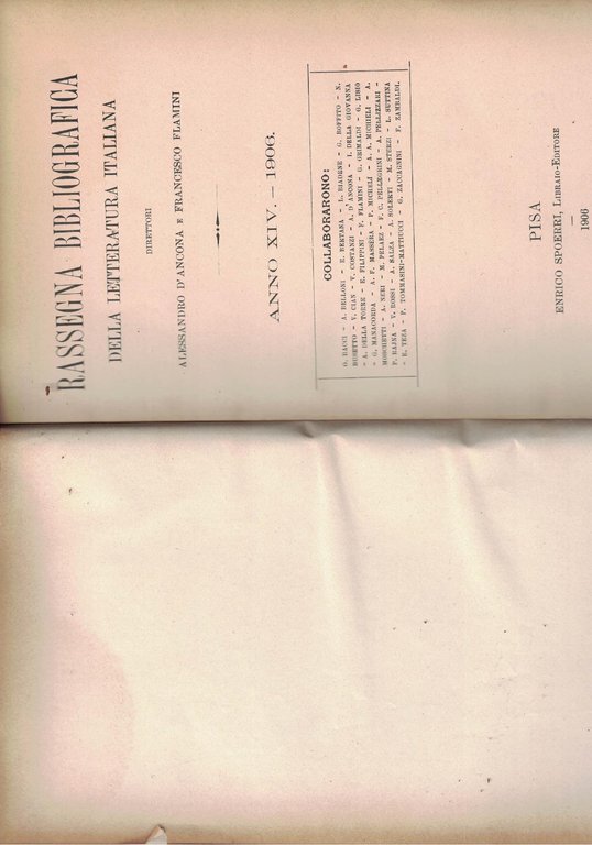Rassegna Bibliografica della letteratura italiana Anno XIV - 1906