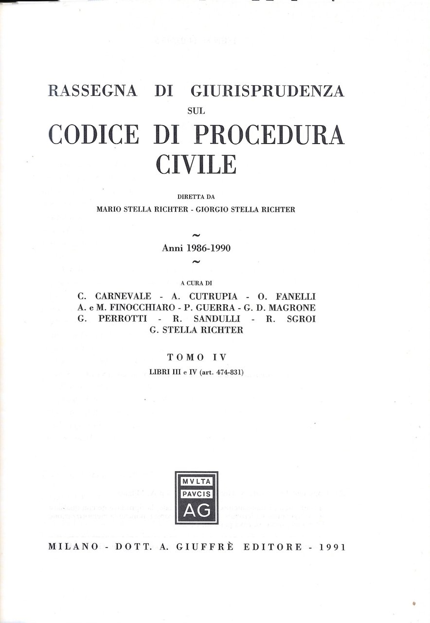 RASSEGNA DI GIURISPRUDENZA SUL CODICE DI PROCEDURA CIVILE - Anni …