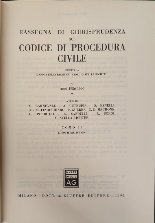 Rassegna di giurisprudenza sul codice di procedura civile. : Anni …