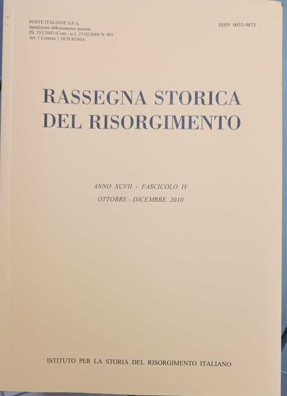 RASSEGNA STORICA DEL RISORGIMENTO- fascicolo IV