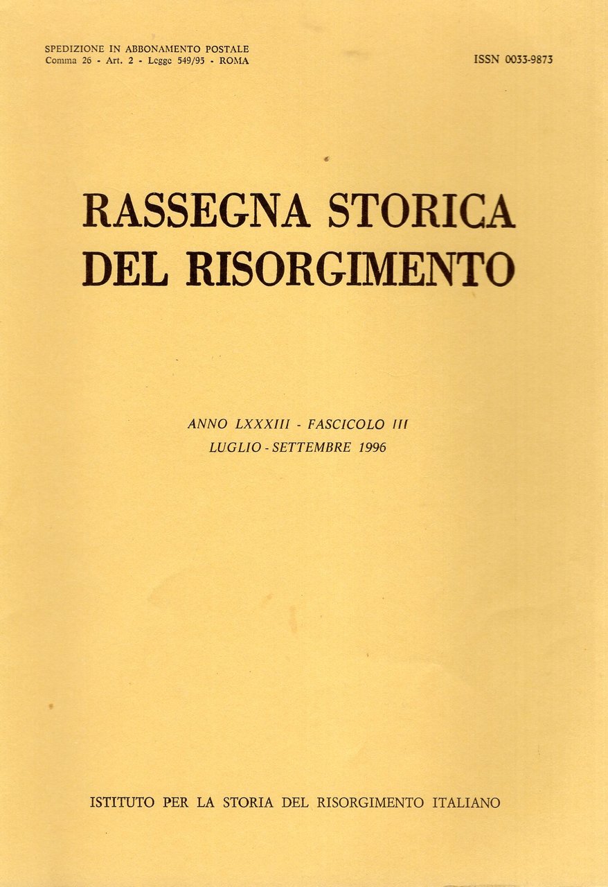 Rassegna storica del Risorgimento Anno LXXXIII Fascicolo III LUG. - …