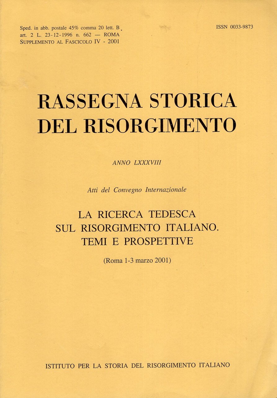 Rassegna storica del Risorgimento anno LXXXVIII ATTI DEL CONVEGNO INTERNAZIONALE …