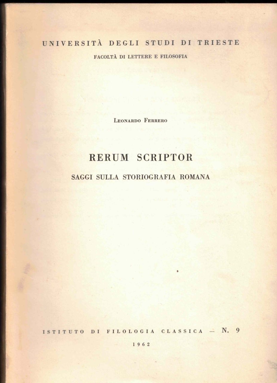 Rerum scriptor. Saggi sulla storiografia romana (1962) | Immagine principale