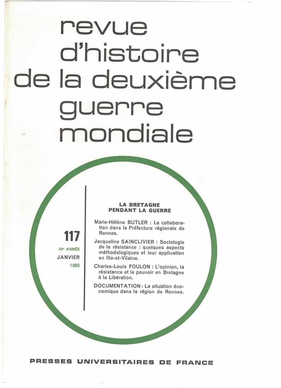 Revue d'histoire de la deuxième guerre mondiale.Annata completa 1980.