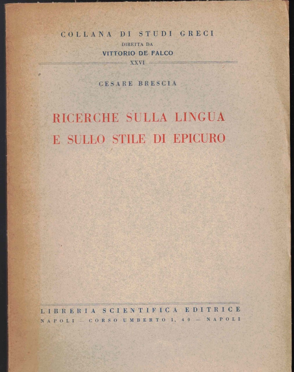 Ricerche sulla lingua e sullo stile di Epicuro | Immagine principale