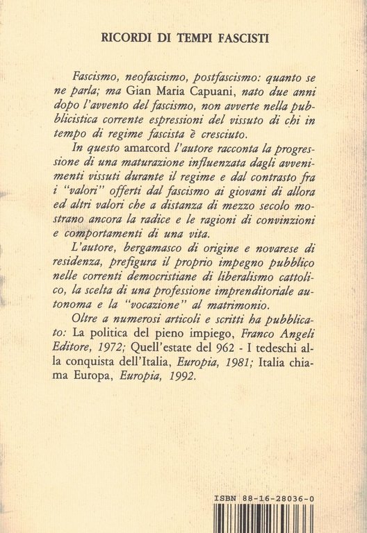 Ricordi di tempi fascisti