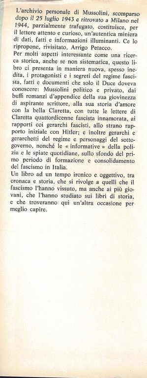 riservato per il duce. segreti del regime
