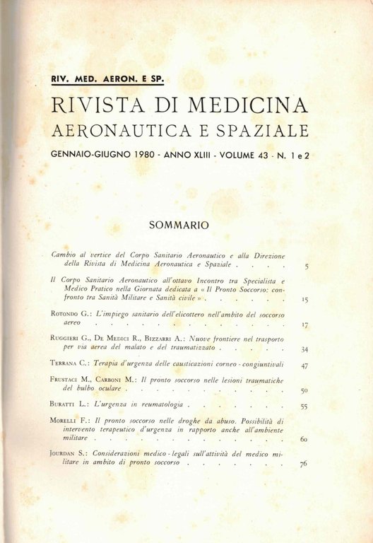 Rivista di medicina aeronautica e spaziale-Gennaio-Giugno 1980 Volume 43 n.1 …