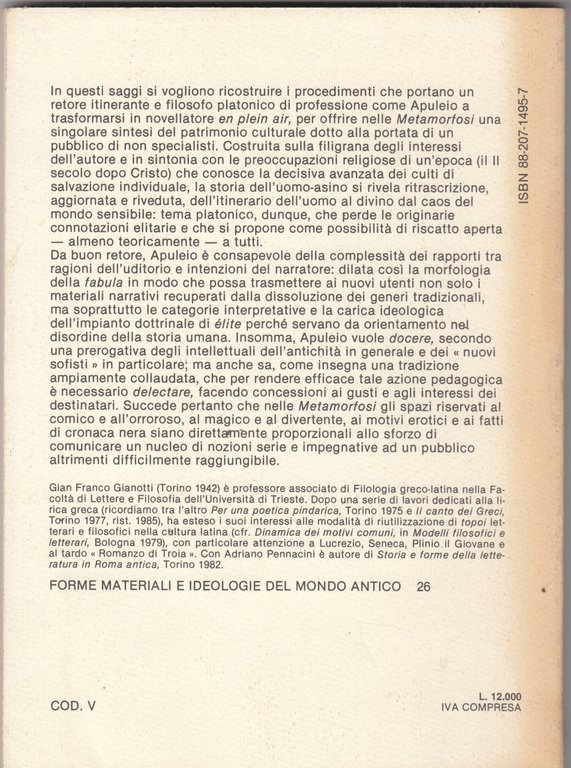 Romanzo e ideologia. Studio sulle Metaformafosi di Apuleio.