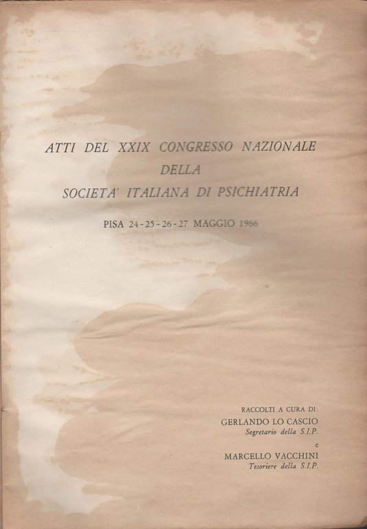 Societa' italiana di psichiatria Atti del XXIX congresso, Pisa, 24-27 …
