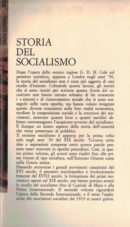 Storia del Socialismo. Vol.I: Dalle origini al 1875.