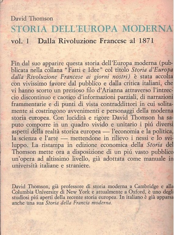 STORIA DELL'EUROPA MODERNA VOL. 1 - DALLA RIVOLUZIONE FRANCESE AL …