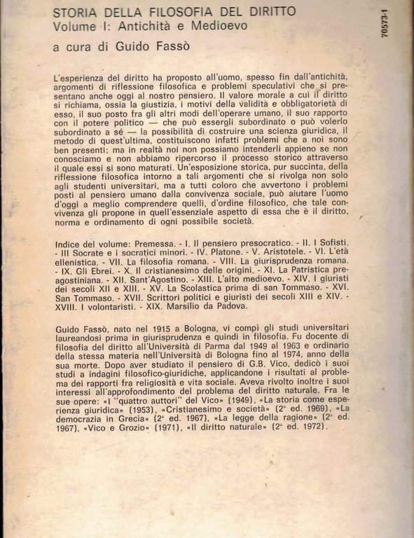 Storia della filosofia del diritto Volume I:Antichità e medioevo