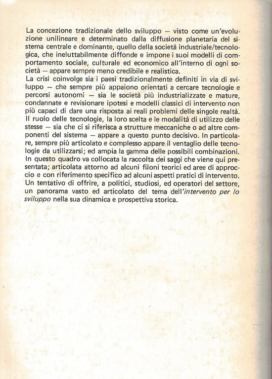 Tecnologie, culture e nuove ipotesi di sviluppo