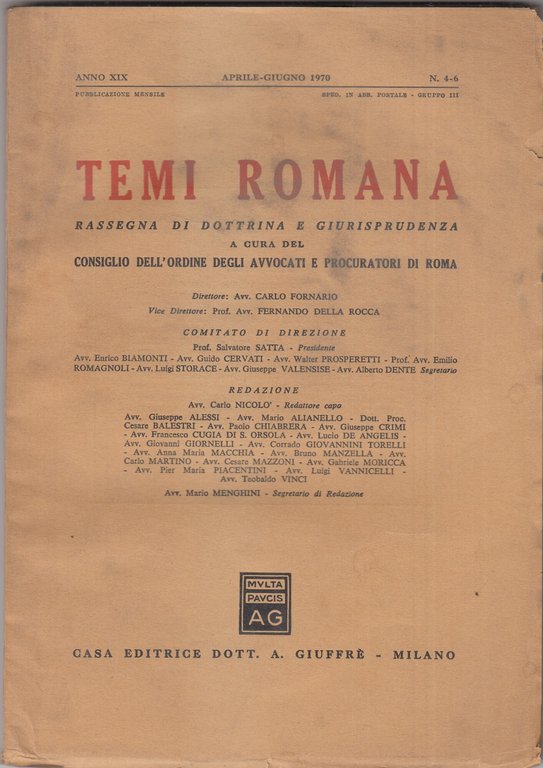 Temi Romana. Rassegna di dottrina e giurisprudenza. 1970. Annata completa. | Immagine Gallery 2