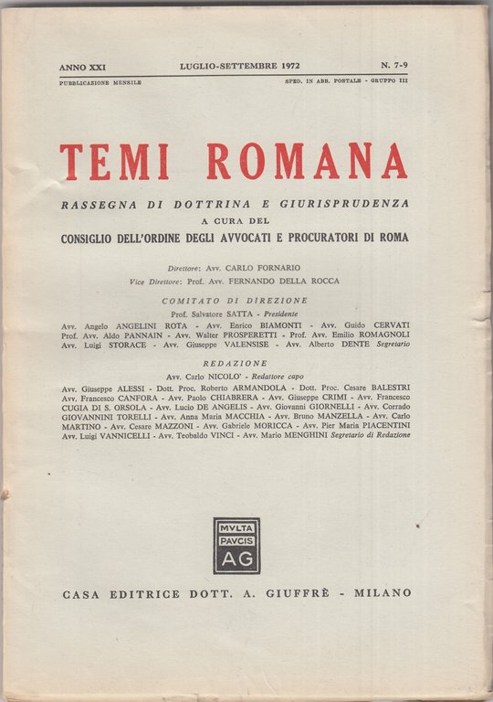Temi Romana. Rassegna di dottrina e giurisprudenza. 1972. Annata completa. | Immagine Gallery 3